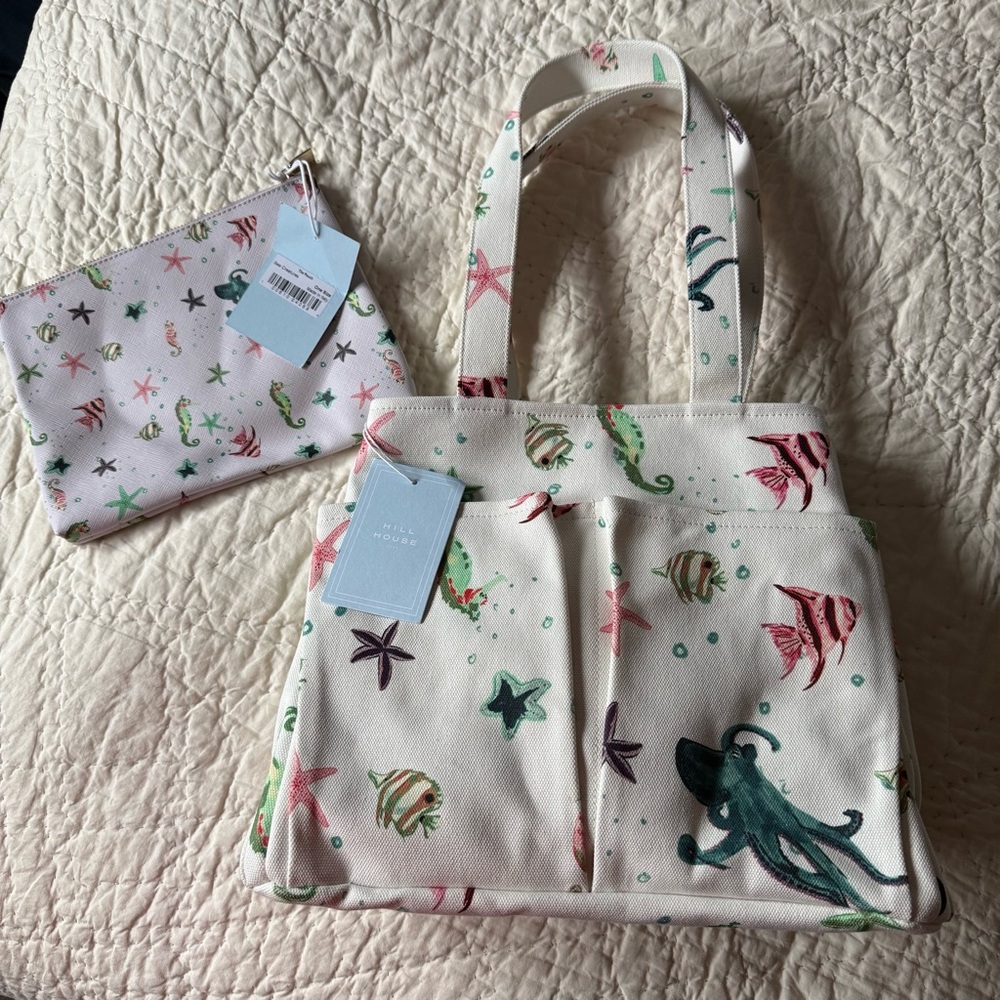 Hill House Sea Creatures Market Tote and Pouch Bundle